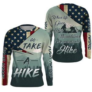 Personalized Name 3D Printed Shirt Take A Hike Patriotic Hiking Shirts for Men, Women, Hikers| SP39