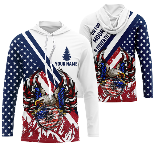 Personalized American Flag Hiking Shirt Eagle US Flag Patriotic Hike Jersey UPF30+ Compass for Hiking Long Sleeve SP7