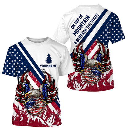 Personalized American Flag Hiking Shirt Eagle US Flag Patriotic Hike Jersey UPF30+ Compass for Hiking Long Sleeve SP7