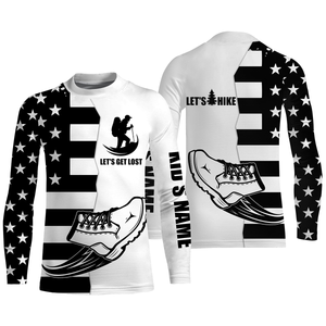 Let’s Hike American Black Flag Personalized Shirts UPF 30+ Patriotic Hiking Long Sleeve Hiker Shirt for Men SP9