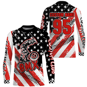 Adult kid BMX jersey Patriotic UPF30+ freeride gear USA cycling shirt bicycle motocross racewear| SLC32