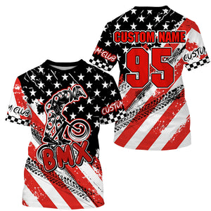 Adult kid BMX jersey Patriotic UPF30+ freeride gear USA cycling shirt bicycle motocross racewear| SLC32