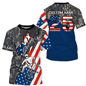 Camo American BMX cycling shirt Custom patriotic BMX racing jersey UPF30+ adult kid team racewear| SLC14