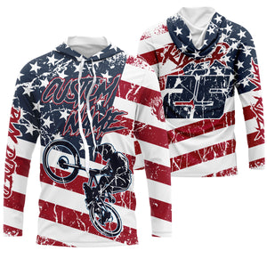 American adult kid BMX jersey Custom patriotic UPF30+ freestyle racewear USA cycling shirt| SLC29