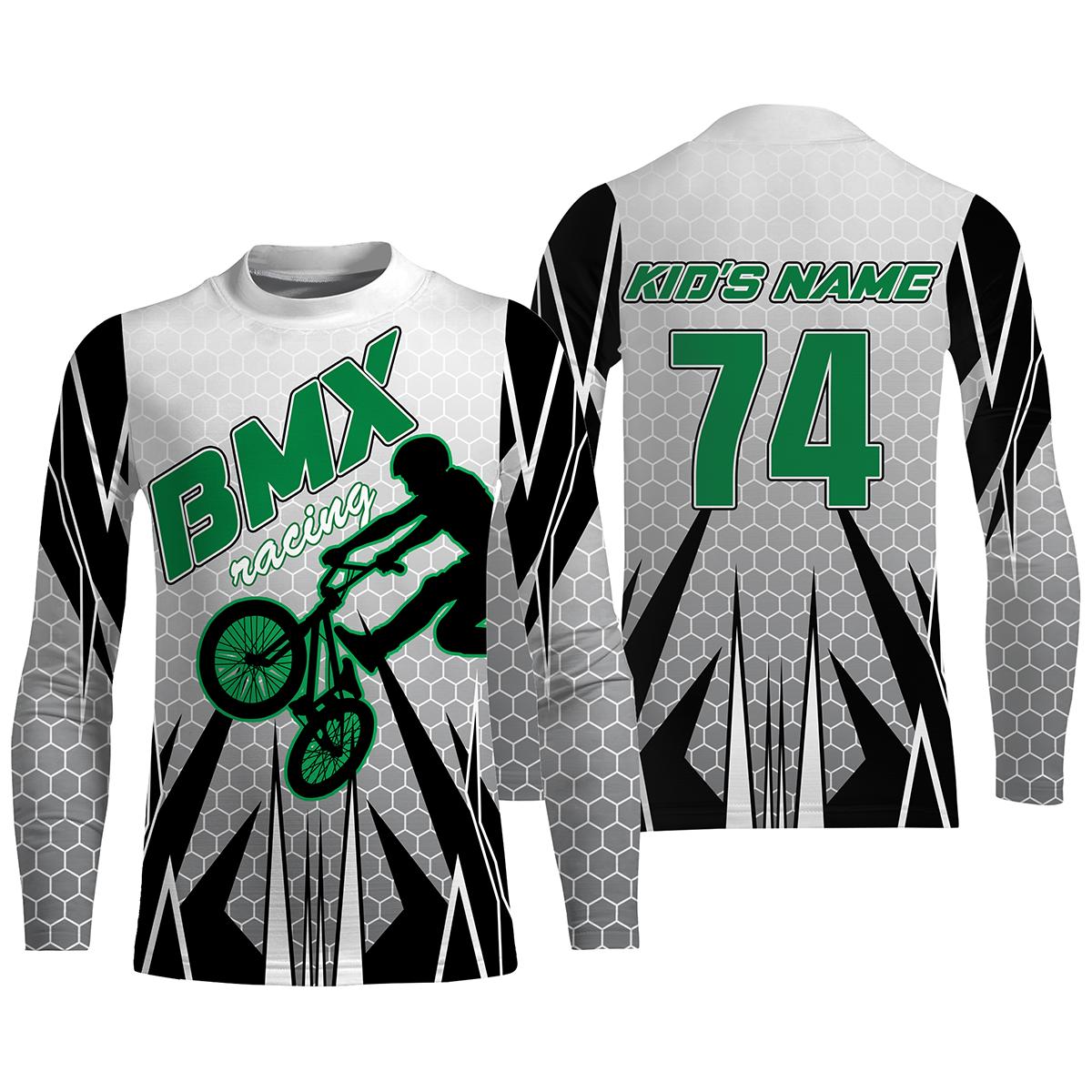 Personalized adult kid BMX racing jersey UPF30+ green freestyle bike shirt offroad Cycling racewear| SLC36