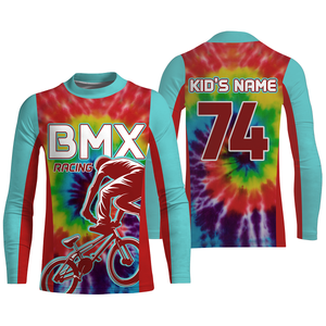 Adult kid BMX racing jersey Custom tie dye shirts UPF30+ freestyle off-road Cycling racewear| SLC40