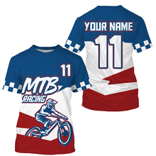 Load image into Gallery viewer, Personalized adult kid MTB biking jersey UPF30+ blue mountain bike shirt enduro cycling racewear| SLC45