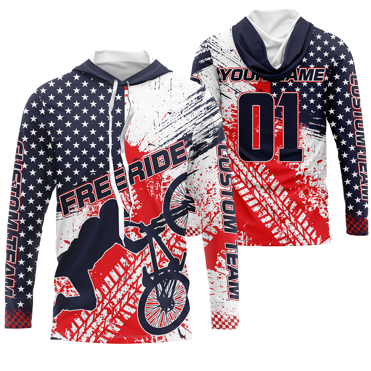 Patriotic adult kid BMX jersey Personalized UPF30+ American freeride bike shirt USA Cycling gear| SLC26