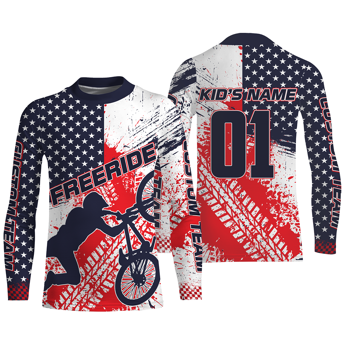 Patriotic adult kid BMX jersey Personalized UPF30+ American freeride bike shirt USA Cycling gear| SLC26