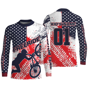 Patriotic adult kid BMX jersey Personalized UPF30+ American freeride bike shirt USA Cycling gear| SLC26