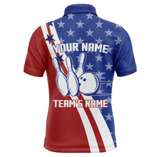 Load image into Gallery viewer, American Flag Bowling Jersey For Men Personalized Bowling Polo Shirt Patriotic Bowling Team Shirt BDT31