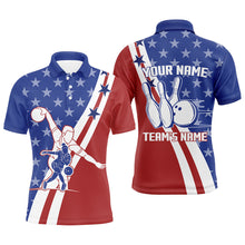 Load image into Gallery viewer, American Flag Bowling Jersey For Men Personalized Bowling Polo Shirt Patriotic Bowling Team Shirt BDT31