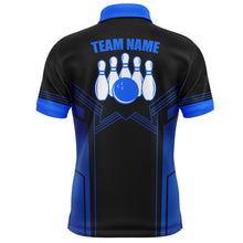 Load image into Gallery viewer, Blue Bowling Shirt For Men Custom Name Bowling Polo Shirt Men&#39;s Bowling Team Jersey BDT21