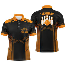 Load image into Gallery viewer, Orange Bowling Polo Shirt for Men Custom Bowling Jersey With Name Bowling Team Shirt For Men BDT74