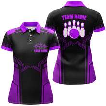 Load image into Gallery viewer, Purple Bowling Polo Shirt for Women Custom Bowling Jersey With Name Ladies Bowling Team Shirt BDT79