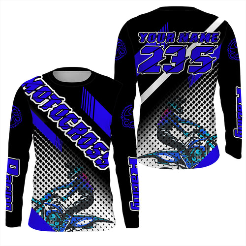 Custom Dirt Bike Jersey Adult&Youth UPF30+ Extreme Blue Motocross Shirt Boys Girls MX Long Sleeve PDT525