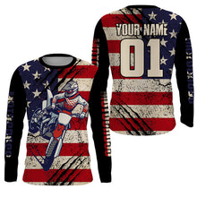 Load image into Gallery viewer, American Flag MX Jersey UPF30+ Custom Dirt Bike Shirt Men Women Kid Long Sleeve Motocross Patriotic PDT483