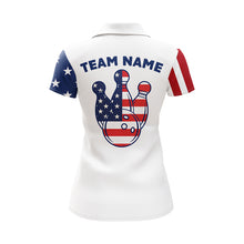 Load image into Gallery viewer, Custom Bowling Polo Shirt Women American Flag Bowling Team Jersey Patriotic Bowling League Shirt BDT123
