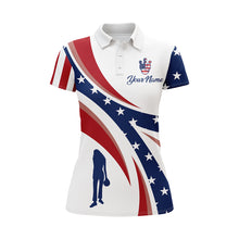 Load image into Gallery viewer, Custom Bowling Polo Shirt Women American Flag Bowling Team Jersey Patriotic Bowling League Shirt BDT123