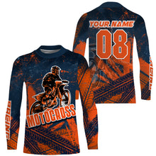 Load image into Gallery viewer, Dirt bike jersey for kids boys girls orange Motocross custom racing UPF30+ off-road riding shirt PDT116