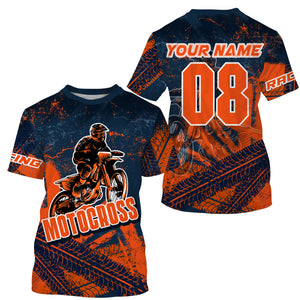 Dirt bike jersey for kids boys girls orange Motocross custom racing UPF30+ off-road riding shirt PDT116