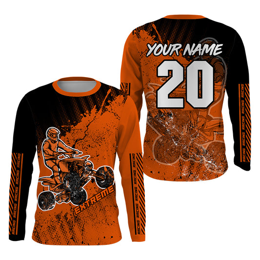 Custom ATV Motocross Jersey Kid Men UPF30+ Orange Quad Bike Shirt Off-Road Jersey Men Kid MX Riding PDT566