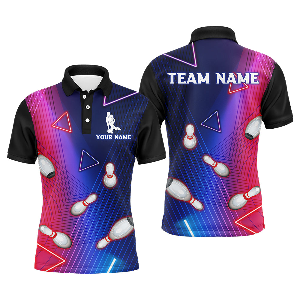 Custom Blue Bowling Shirts For Men Custom Name Polo Shirt For Men And Women  - Banantees