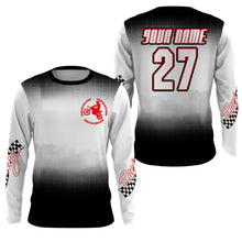 Load image into Gallery viewer, Black white custom number&amp;name motocross jersey kid adult UV MX dirt bike motorcycle off-road shirt PDT173