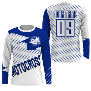 Blue and white MX riding jersey custom Motocross kid&adult UPF30+ racing dirt bike off-road shirt PDT180