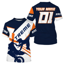 Load image into Gallery viewer, Personalized Motocross racing jersey blue and white UPF30+ youth adult dirt bike MX extreme shirt PDT189