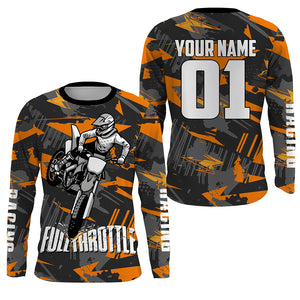 Orange MX Jersey Kid&Adult UPF30+ Custom Motocross Shirt Dirt Bike MX SX Off-Road Long Sleeve PDT510