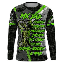 Load image into Gallery viewer, Custom MX Dad Jersey UPF30+ Green Dirt Bike Shirt Motocross Racing Long Sleeves PDT493