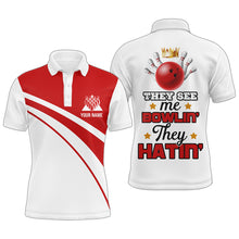 Load image into Gallery viewer, Red&amp;White Bowling Polo Shirt Funny Personalized Bowling Shirt Men Custom Bowling Jersey for Team BDT12