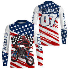 Load image into Gallery viewer, Personalized American Flag Motocross Jersey UPF30+ Kid Dirt Bike Shirt Women Men Patriotic Off-road PDT526