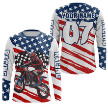 Load image into Gallery viewer, Personalized American Flag Motocross Jersey UPF30+ Kid Dirt Bike Shirt Women Men Patriotic Off-road PDT526