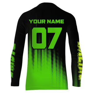 Youth Motocross Jersey UPF30+ Custom Green Dirt Bike Shirt For Boy Girl Forget Toys Just Wanna Ride PDT529