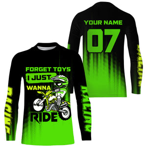 Youth Motocross Jersey UPF30 Custom Green Dirt Bike Shirt For Boy Gir ChipteeAmz