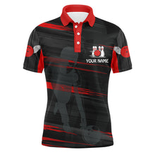Load image into Gallery viewer, Personalized Bowling Polo Shirt For Men Red And Black Bowling Shirt For Team Custom Bowling Jerseys BDT07