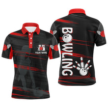 Load image into Gallery viewer, Personalized Bowling Polo Shirt For Men Red And Black Bowling Shirt For Team Custom Bowling Jerseys BDT07