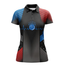 Load image into Gallery viewer, USA Bowling Shirt for Women Bowling Jersey For Team Patriotic Personalized Bowling Polo Shirt  BDT24