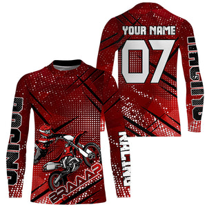Custom Dirt Bike Jersey Red UPF30+ Braaap Motocross Shirt Men Women Kid MX SX Riding Motorcycle  PDT552