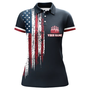 Custom Bowling Shirt With Name American Flag Bowling Jersey For Women Bowling Polo Shirt For Team BDT34