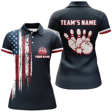 Load image into Gallery viewer, Custom Bowling Shirt With Name American Flag Bowling Jersey For Women Bowling Polo Shirt For Team BDT34