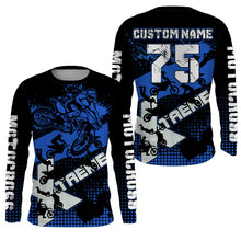 Load image into Gallery viewer, Personalized Adult&amp;Youth Motocross Jersey UV Extreme Blue Dirt Bike Shirt Boys Girls MX Long Sleeve PDT523