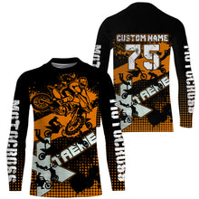 Load image into Gallery viewer, Personalized Adult&amp;Kid Motocross Jersey UV Extreme Orange Dirt Bike Shirt Boys Girls MX Long Sleeve PDT524