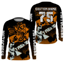 Load image into Gallery viewer, Personalized Adult&amp;Kid Motocross Jersey UV Extreme Orange Dirt Bike Shirt Boys Girls MX Long Sleeve PDT524