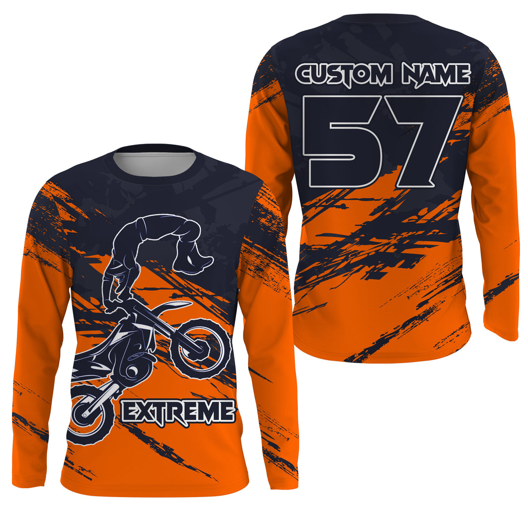 Custom orange Motocross jersey for kid men women UPF30+ dirt bike extreme freestyle motorcycle PDT03