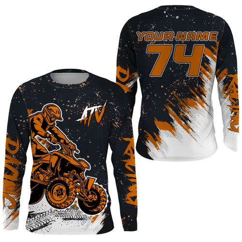 Personalized ATV Motocross Jersey Men UPF30+ Orange Quad Bike Shirt Extreme Off-Road ATV MX Racing PDT570
