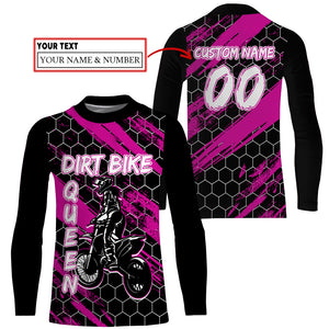 Custom Dirt Bike Jersey Women UPF30+ Girl Motocross Shirt Pink Racing Youth MX Jersey Motorcycle PDT536