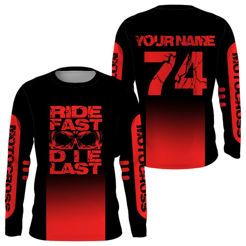 Red Motocross Jersey Men Kid UPF30+ Custom Dirt Bike Shirt Skull MX Off-Road Jersey Motorcycle PDT579